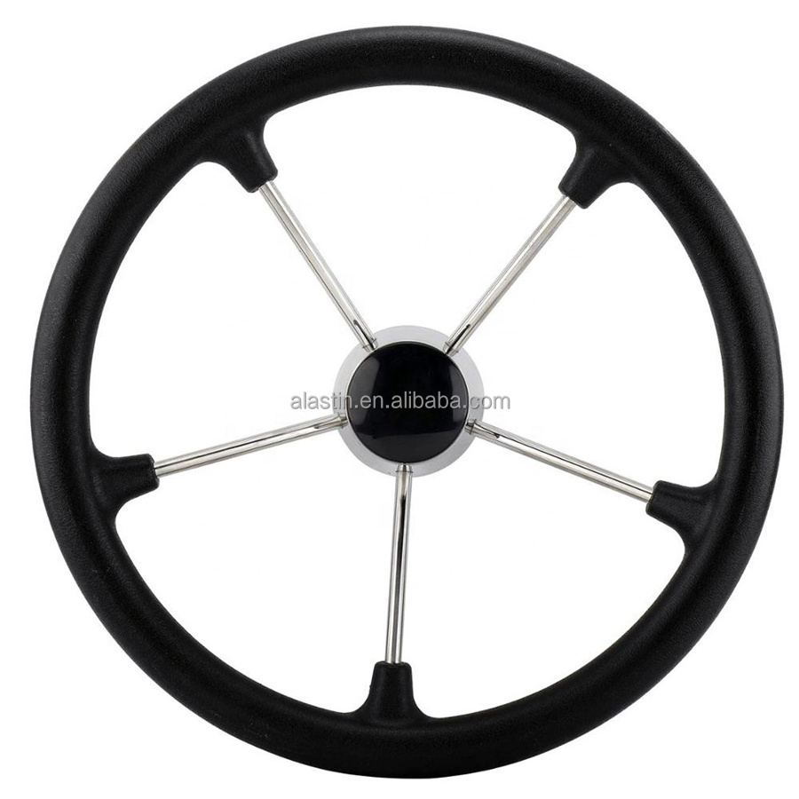 High Quality 316 Stainless Steel Boat Power Steering Wheel PU Foam With 6 Wheels  Wholesale