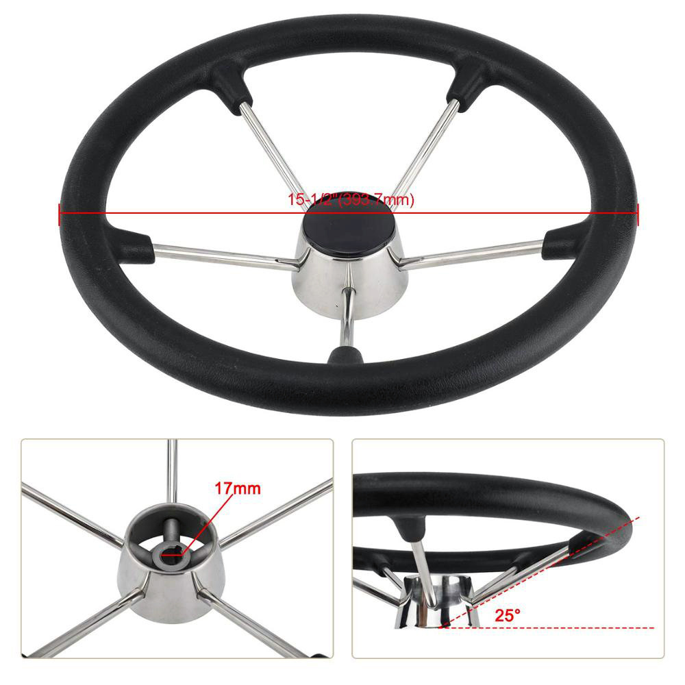 Alastin Inflatable Boat Steering Wheel OEM 316 Stainless Steel Stainless Steel W/Pu Foam Cover Boat Wheels Steering