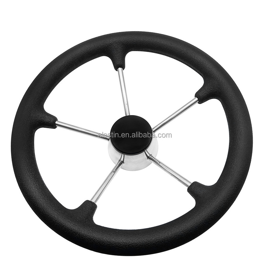 High Quality 316 Stainless Steel Boat Power Steering Wheel PU Foam With 6 Wheels  Wholesale