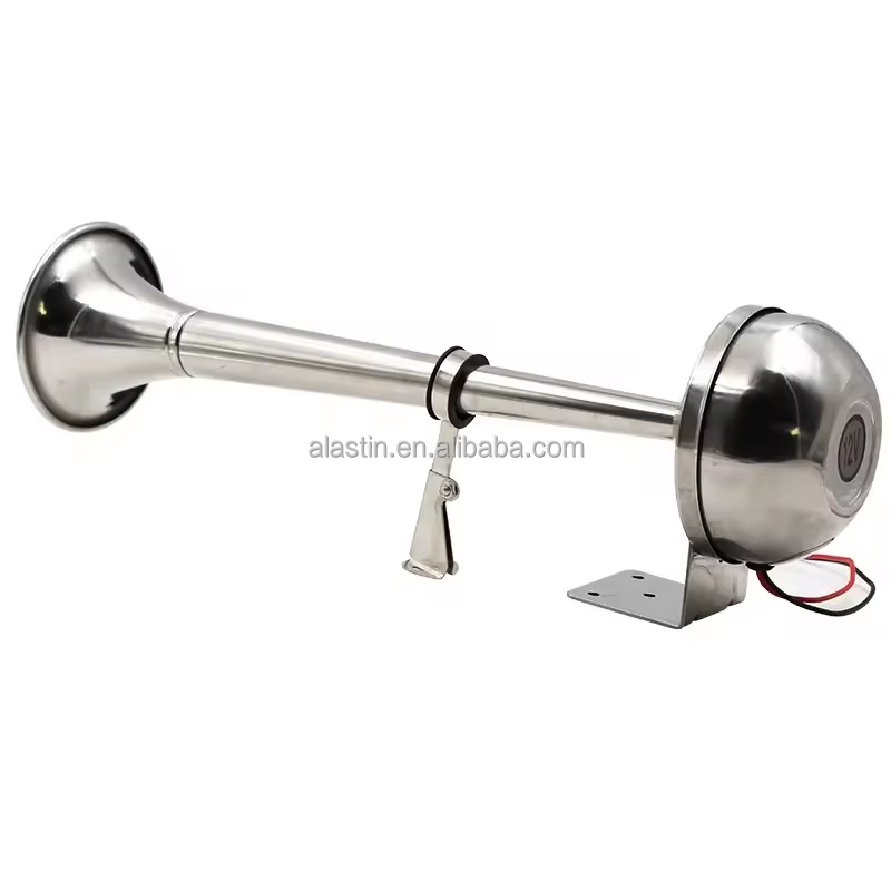 12V Double Trumpet Horn Marine Stainless Electronic Horns 24V 125 DB Boat Electric Horn for Car Truck Yacht