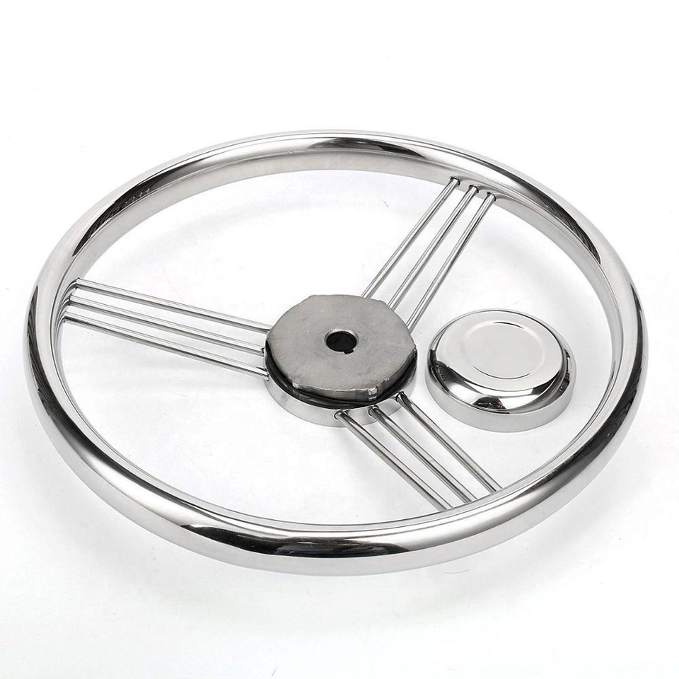 Boat Parts Manufacturers 316 Stainless Steel Yacht Accessories 9 Spoke Boat Steering Wheel