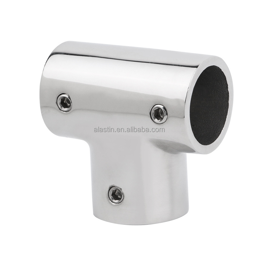 Marine Hardware Handrail Pipe Fitting 304 Stainless Steel Boat Deck Tee Rail Brackets Connector