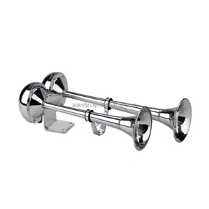 12V Double Trumpet Horn Marine Stainless Electronic Horns 24V 125 DB Boat Electric Horn for Car Truck Yacht