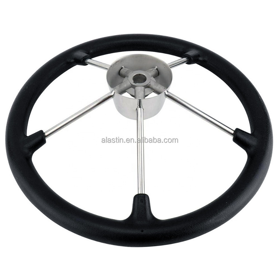 High Quality 316 Stainless Steel Boat Power Steering Wheel PU Foam With 6 Wheels  Wholesale