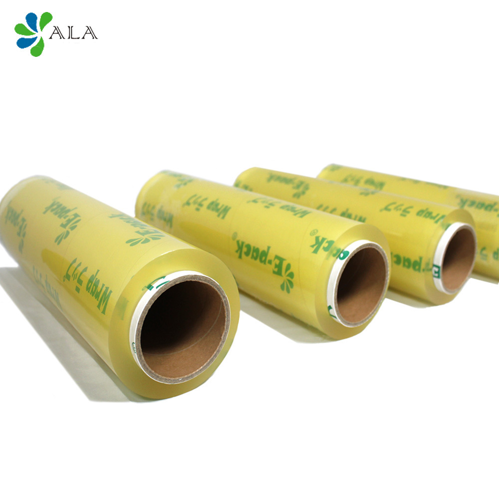 Factory wholesale price slide cutter strech best fresh food wrap transparent pvc cling film