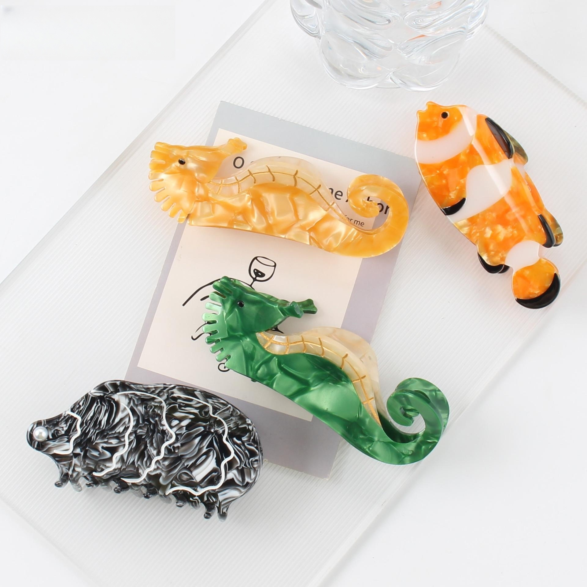 Ocean Series Large Grab Clip Clownfish Seahorse Shell Crayfish Animal Shark Clip Hair Accessories Hair Clip