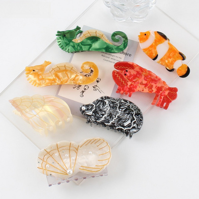 Ocean Series Large Grab Clip Clownfish Seahorse Shell Crayfish Animal Shark Clip Hair Accessories Hair Clip