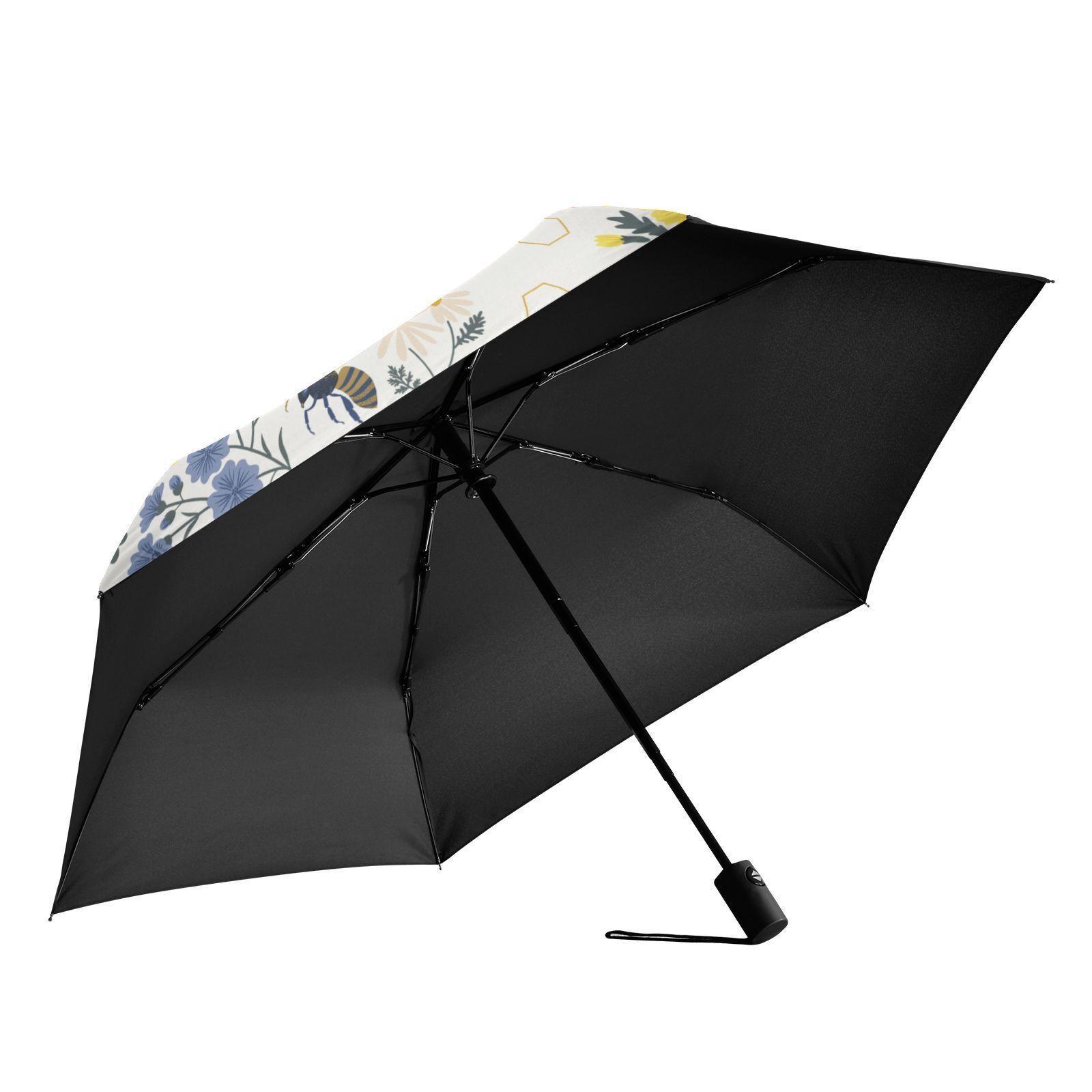 Hot Sales Outdoor Customize Floral Printed 3 Folding UV Automatic Umbrella With Logo