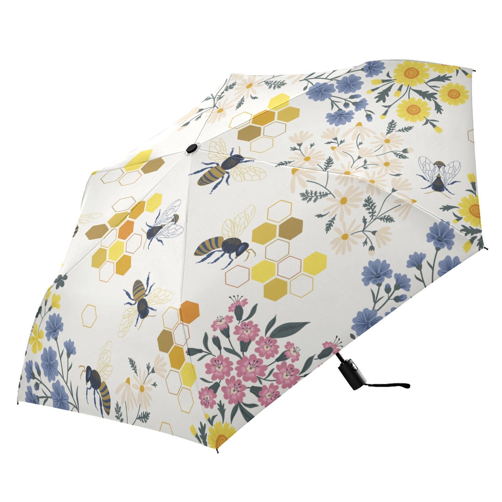 Hot Sales Outdoor Customize Floral Printed 3 Folding UV Automatic Umbrella With Logo