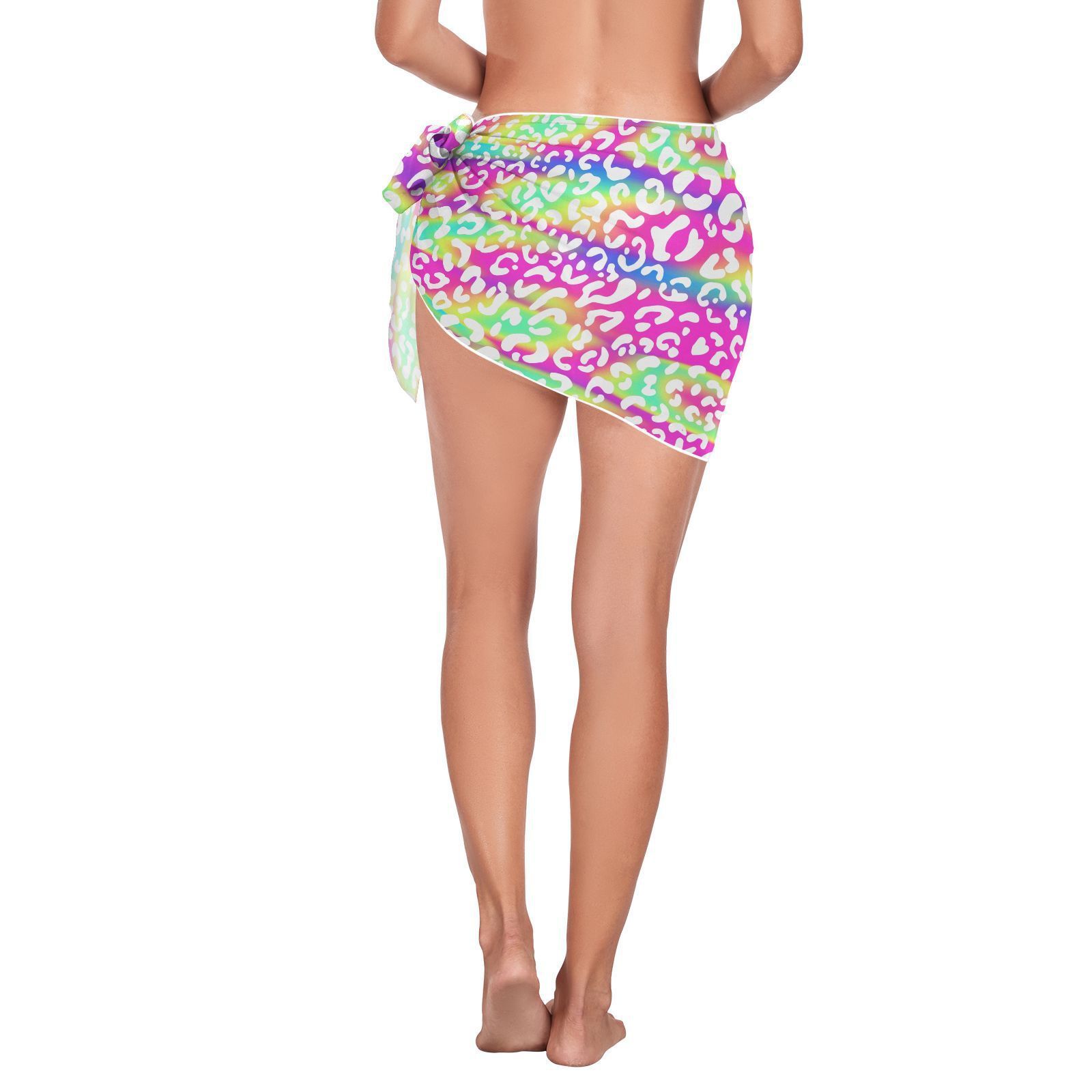 Colorful Leopard Print Outdoor Sarong Pareo Swimsuit Cover Up Bikini Wrap Skirt For Women