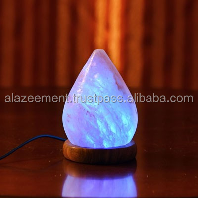 Himalayan White Teardrop Shaped USB Salt Lamp with Seven Color Canging LED Light Bulb For Multiple Occasions