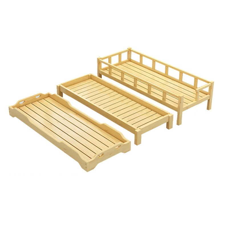 Kindergarten Daycare Bed Hosting Solid Wood Cot Toddler Floor Bed Montessori Wooden Bed For Kids