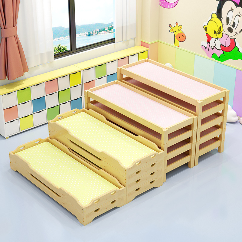 Kindergarten Daycare Bed Hosting Solid Wood Cot Toddler Floor Bed Montessori Wooden Bed For Kids