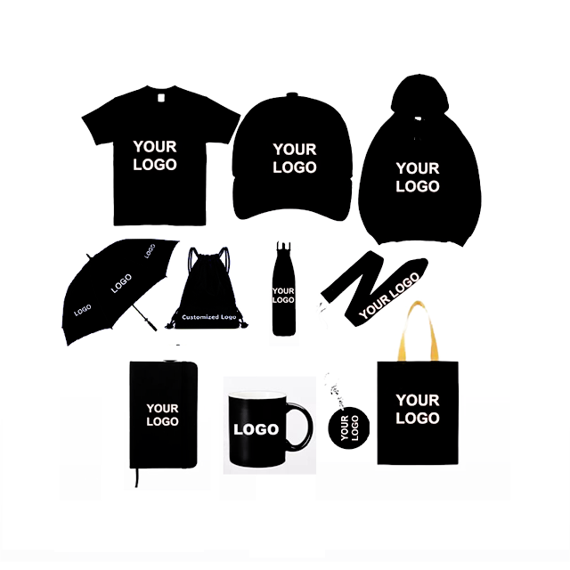 Advertisement company gift Custom Caps bag big size hoodies Windproof Umbrellas bracelet high quality t shirt blank lanyard cup