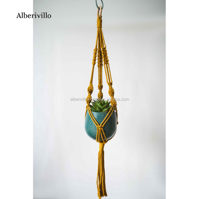 Wholesale Home Decor Indoor Jute Rope Planter Pot Holder Crochet Tassel Macrame Wall Plant Hanger Hanging Plant hangers