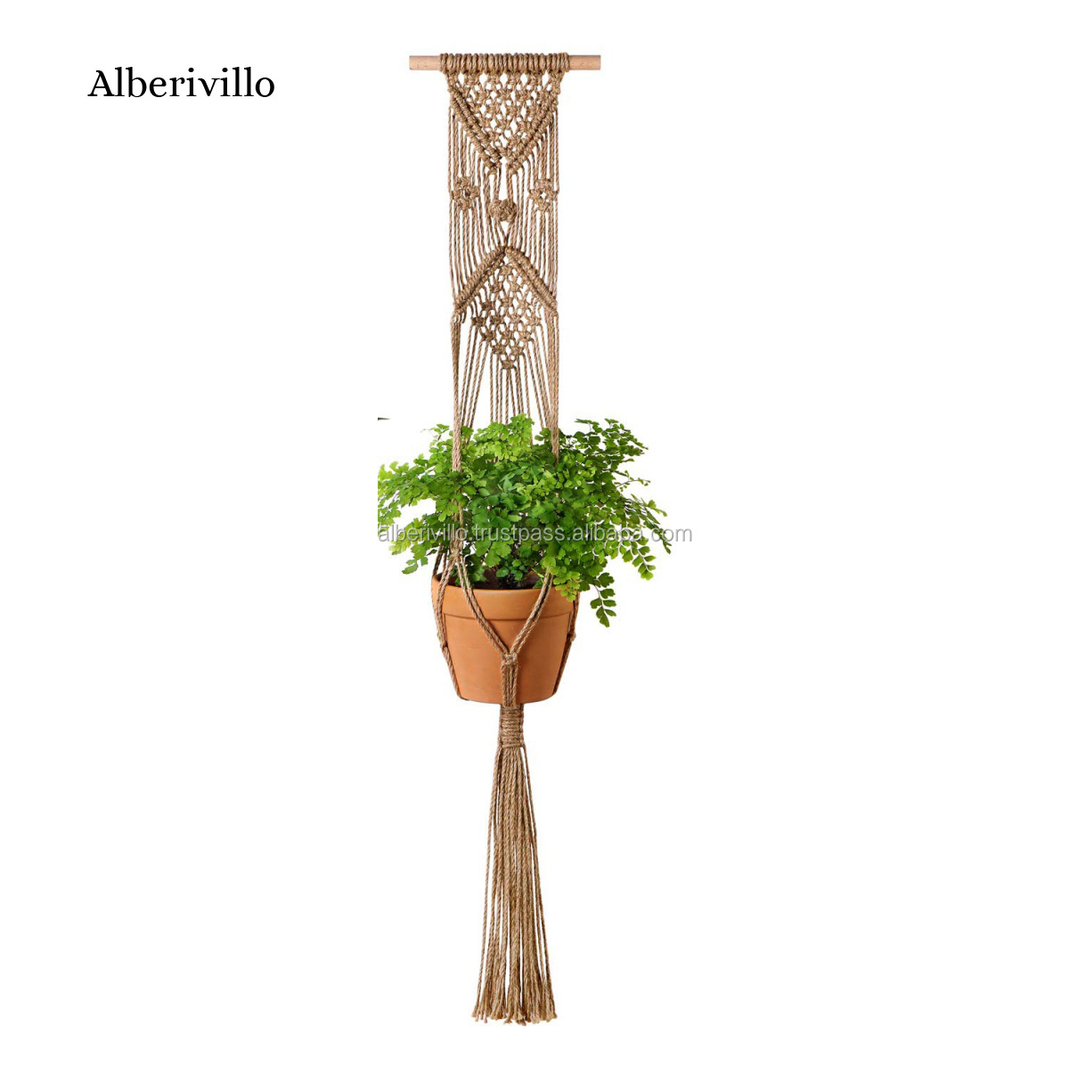 Wholesale Home Decor Indoor Jute Rope Planter Pot Holder Crochet Tassel Macrame Wall Plant Hanger Hanging Plant hangers