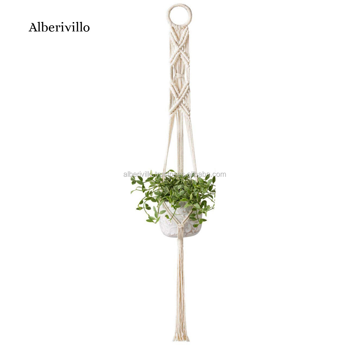 Wholesale Home Decor Indoor Jute Rope Planter Pot Holder Crochet Tassel Macrame Wall Plant Hanger Hanging Plant hangers