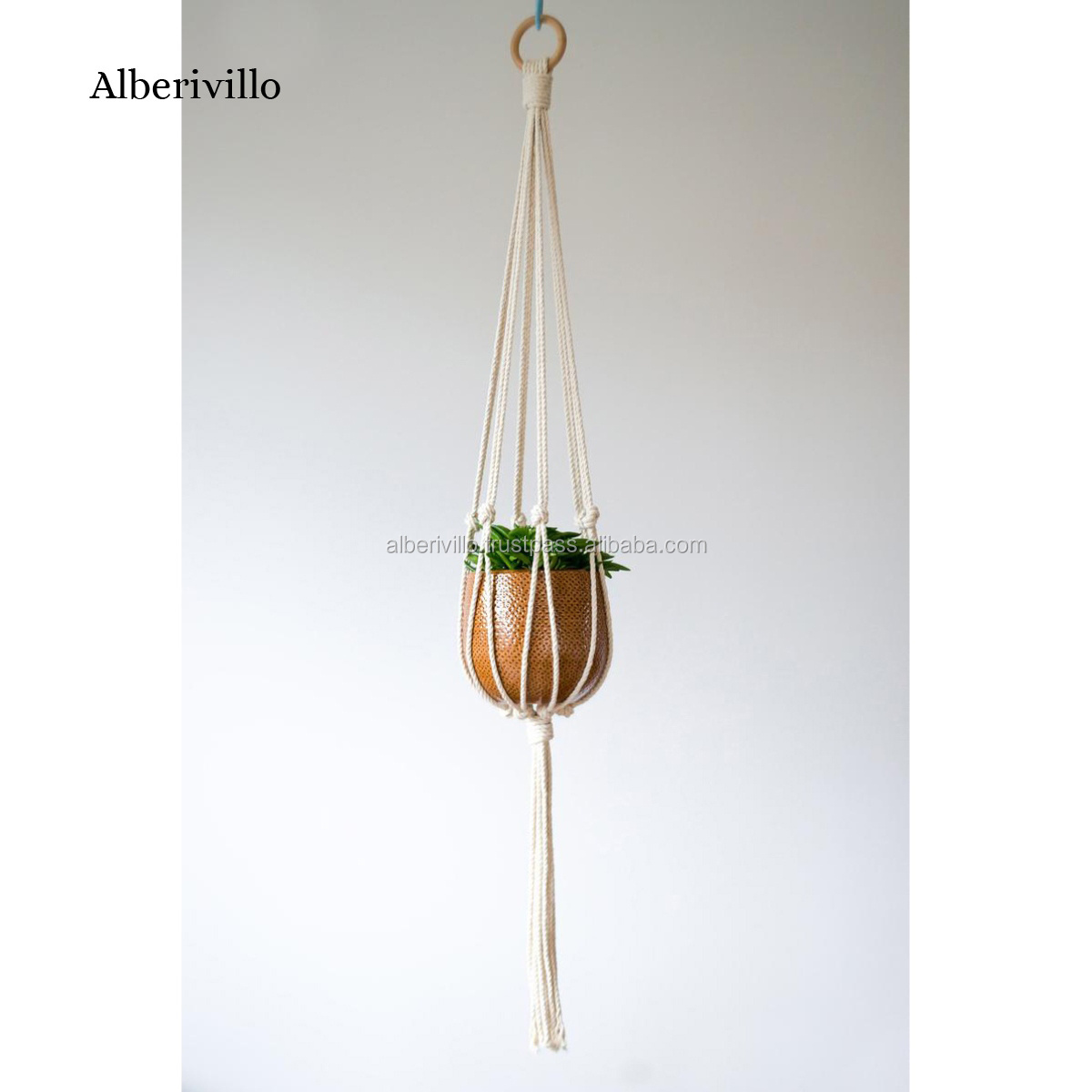 Wholesale Home Decor Indoor Jute Rope Planter Pot Holder Crochet Tassel Macrame Wall Plant Hanger Hanging Plant hangers