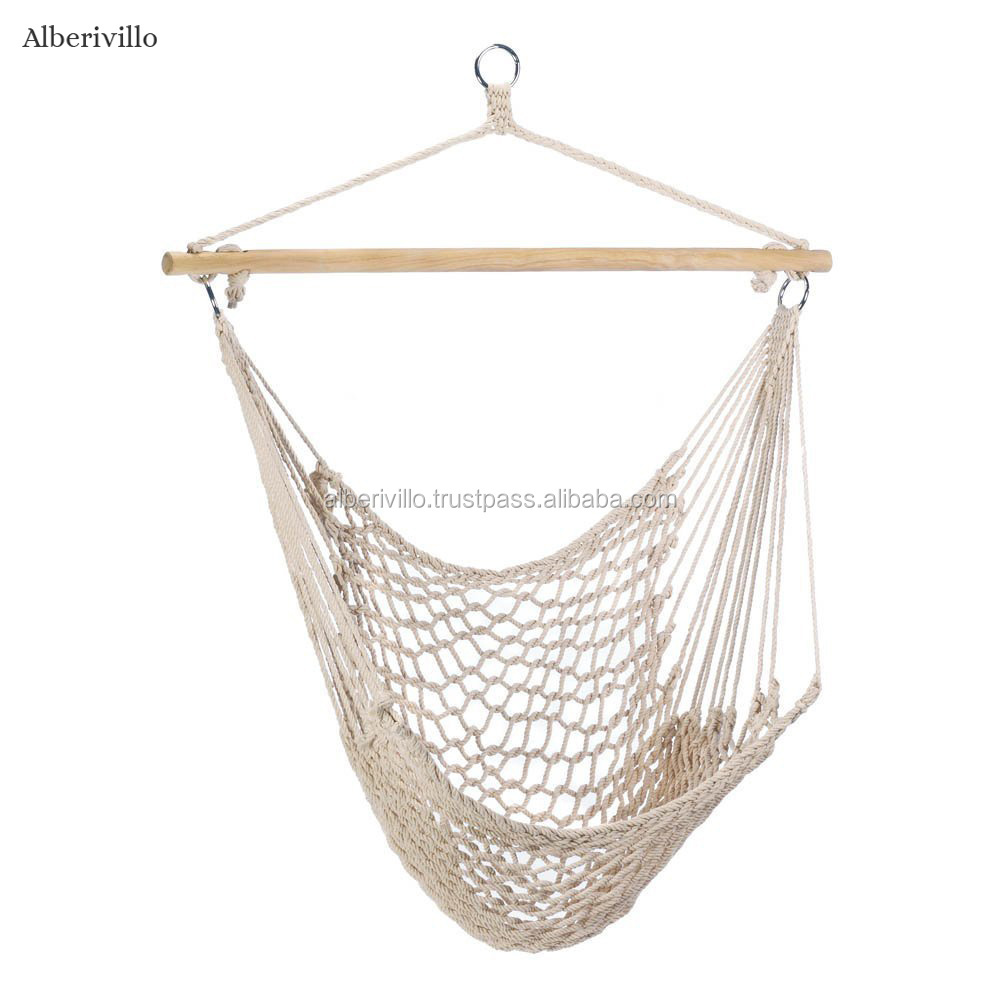 Affordable Handmade Knitted Hanging Cotton Rope Chair For Indoor & Outdoor with Different Style from Indian Supplier