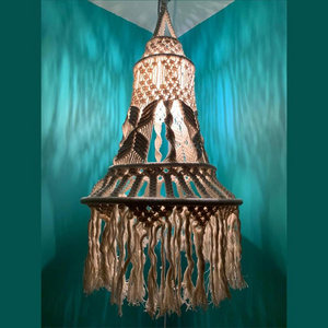 Handmade Boho Wedding Large Pendant Light Macrame Chandelier