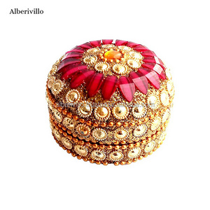 Jewelry Gift Box Decorative Home Decor Indian Trinket Storage Box Lac Glitter Beaded Box Wholesale