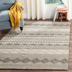 Custom Area Rugs Wool Tufted Bohemian Area Rug Solid Soft Feel Couch Designer Moroccan Recycled Pet Embroidered Carpet