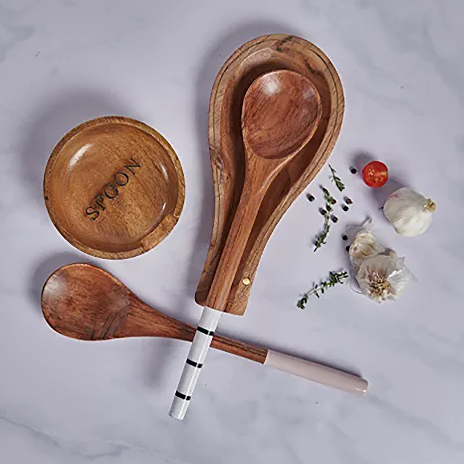 Custom Flatware Set Wooden Cooking Utensils Wood Salad Spoon Eco-friendly Wooden Cutlery from India