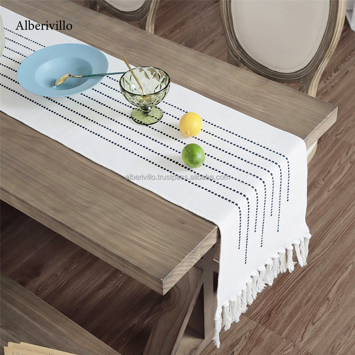 New Design Multi Color Striped Pattern Boho Cotton Table Runner for Dining Room Table Cloth from India