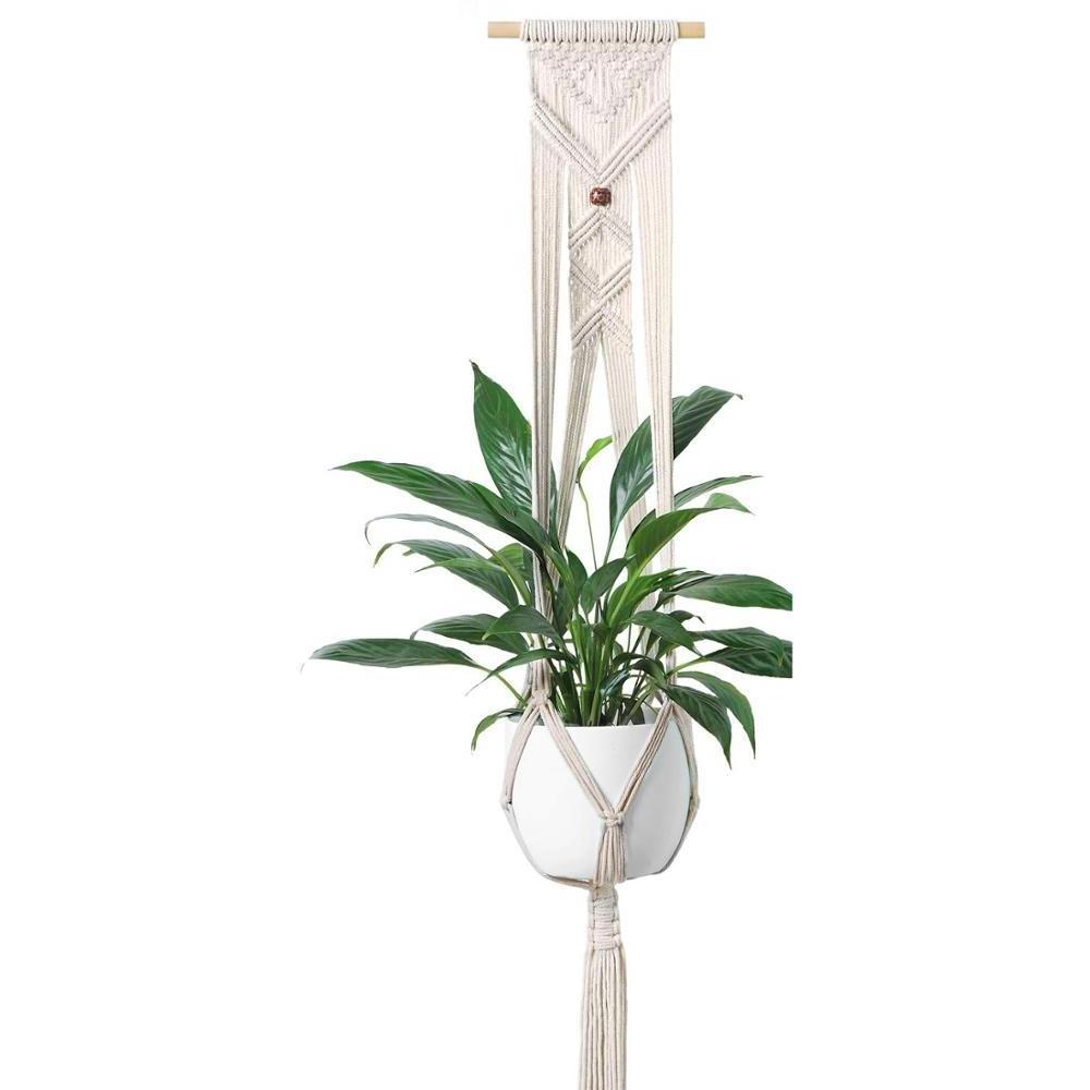 Modern Boho Home Decor Crochet Rope Macrame Plant Hangers Handmade Indoor Wall Plant Hanger