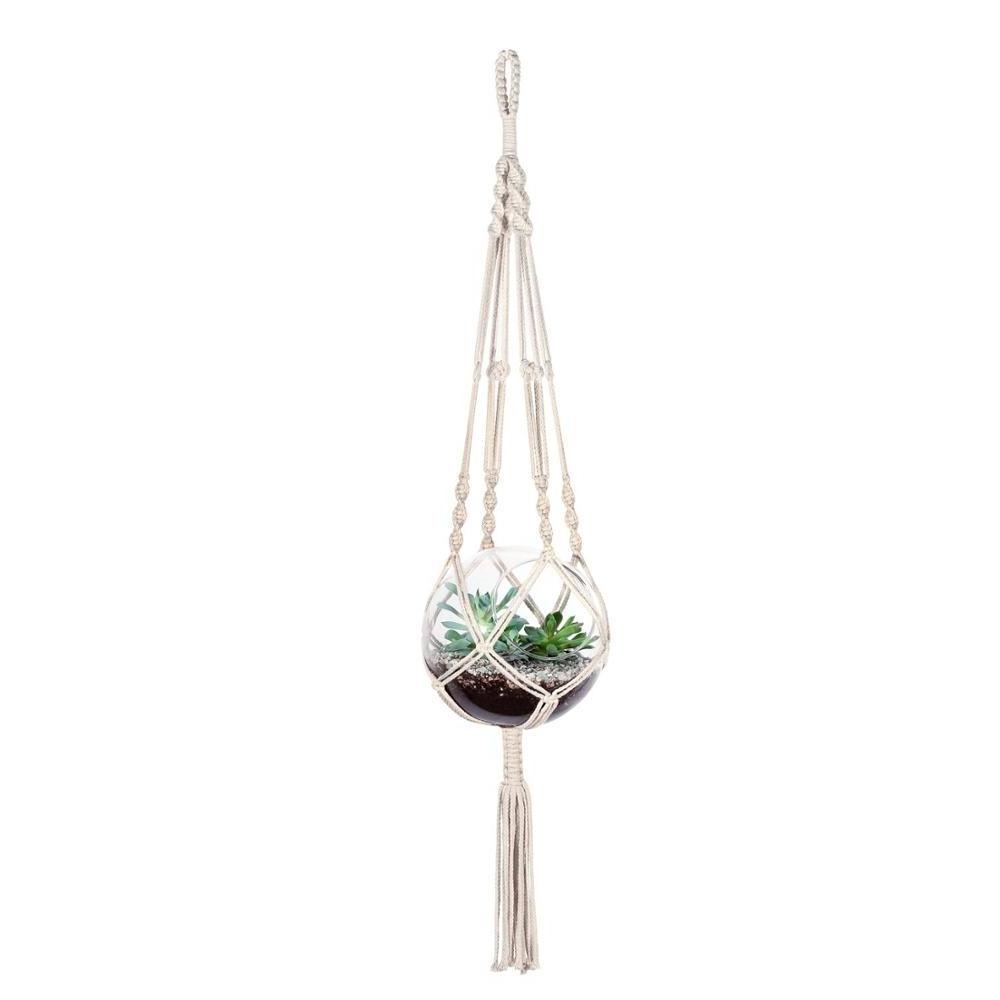 Modern Boho Home Decor Crochet Rope Macrame Plant Hangers Handmade Indoor Wall Plant Hanger