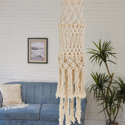 Boho Cotton Rope Macrame Chandelier Lamp Shade Macrame Lighting for Home Decor Small Macrame Lampshade