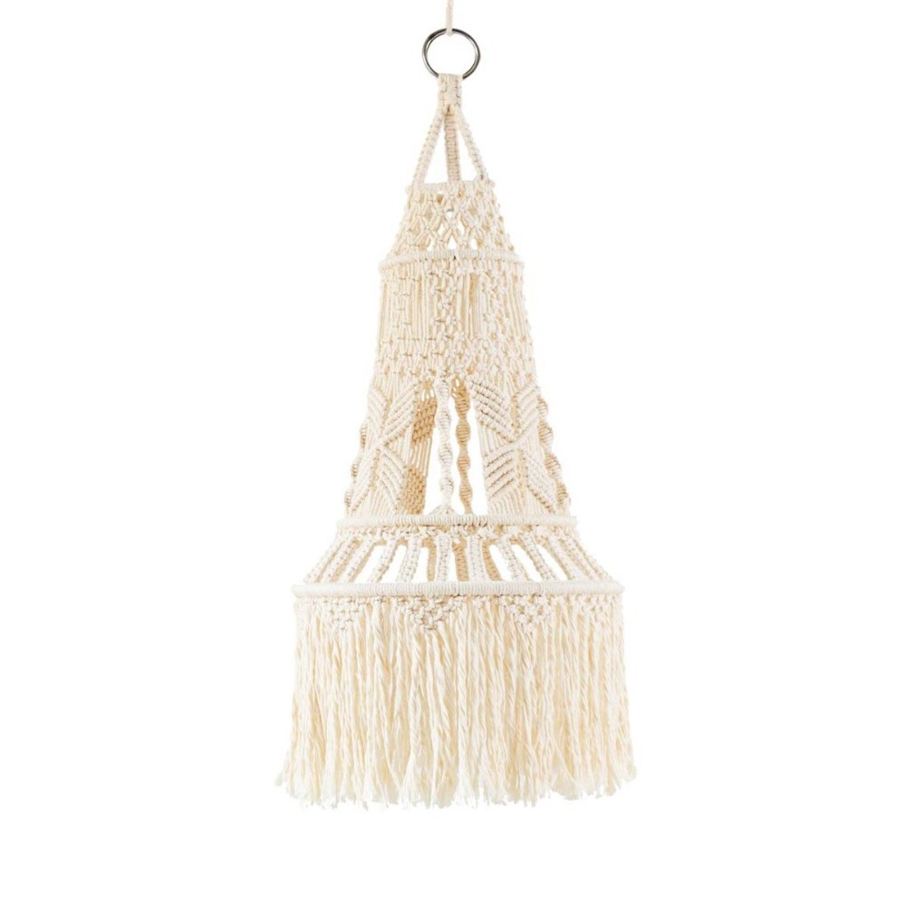 Boho Cotton Rope Macrame Chandelier Lamp Shade Macrame Lighting for Home Decor Small Macrame Lampshade