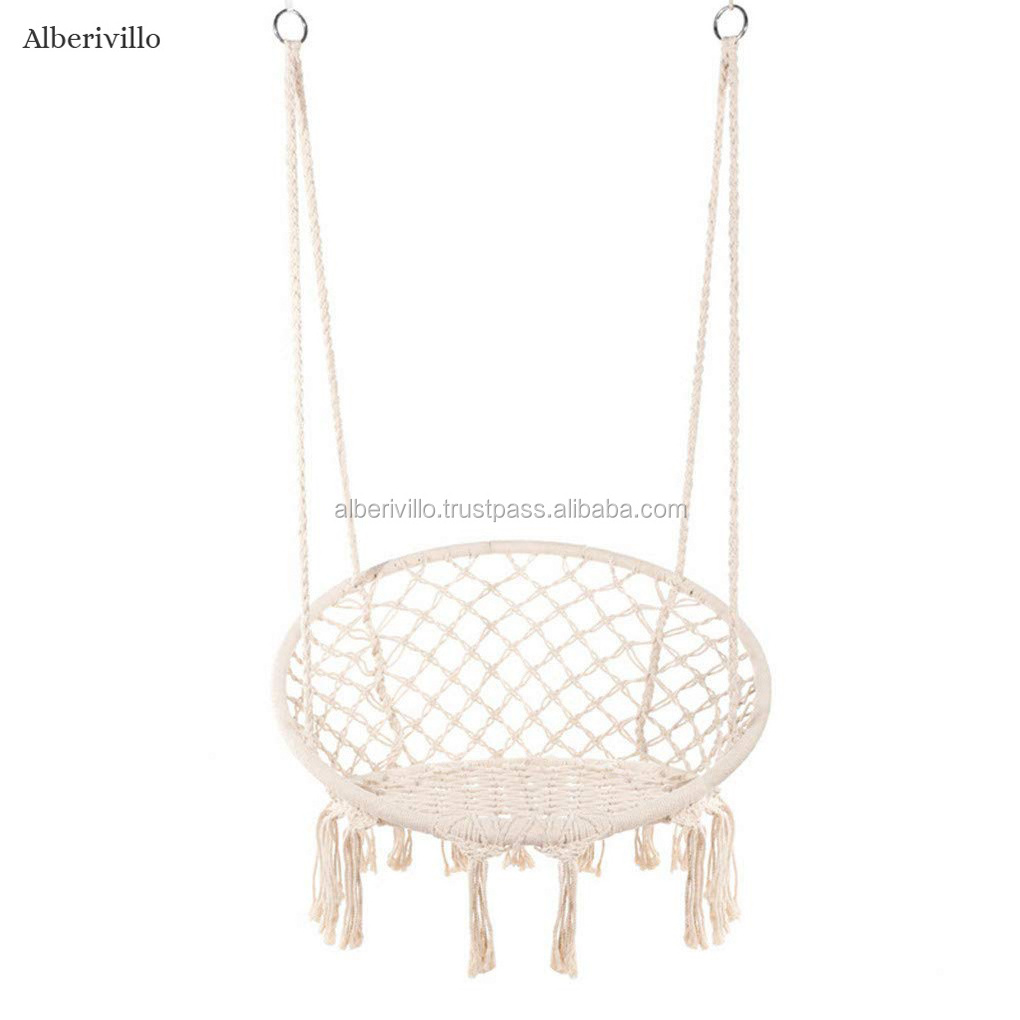 Gray Macrame Hammock Chair Boho Hammock Swing Chairs