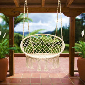 Gray Macrame Hammock Chair Boho Hammock Swing Chairs