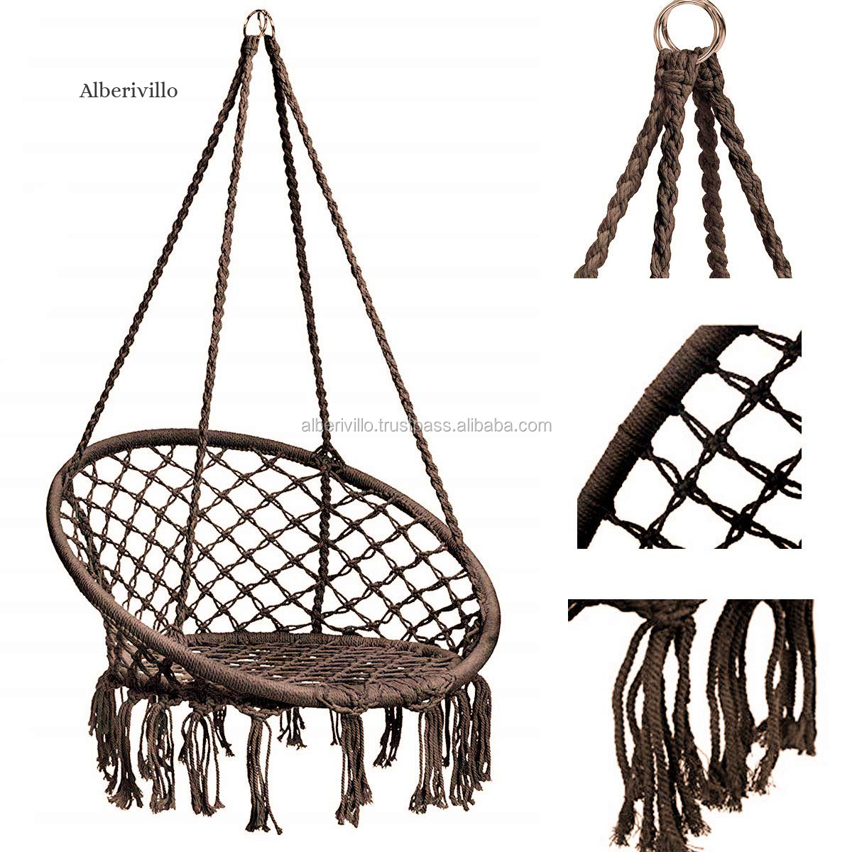 Cotton Rope Hammock Chair Macrame Swing Hanging Macrame Swing Chair