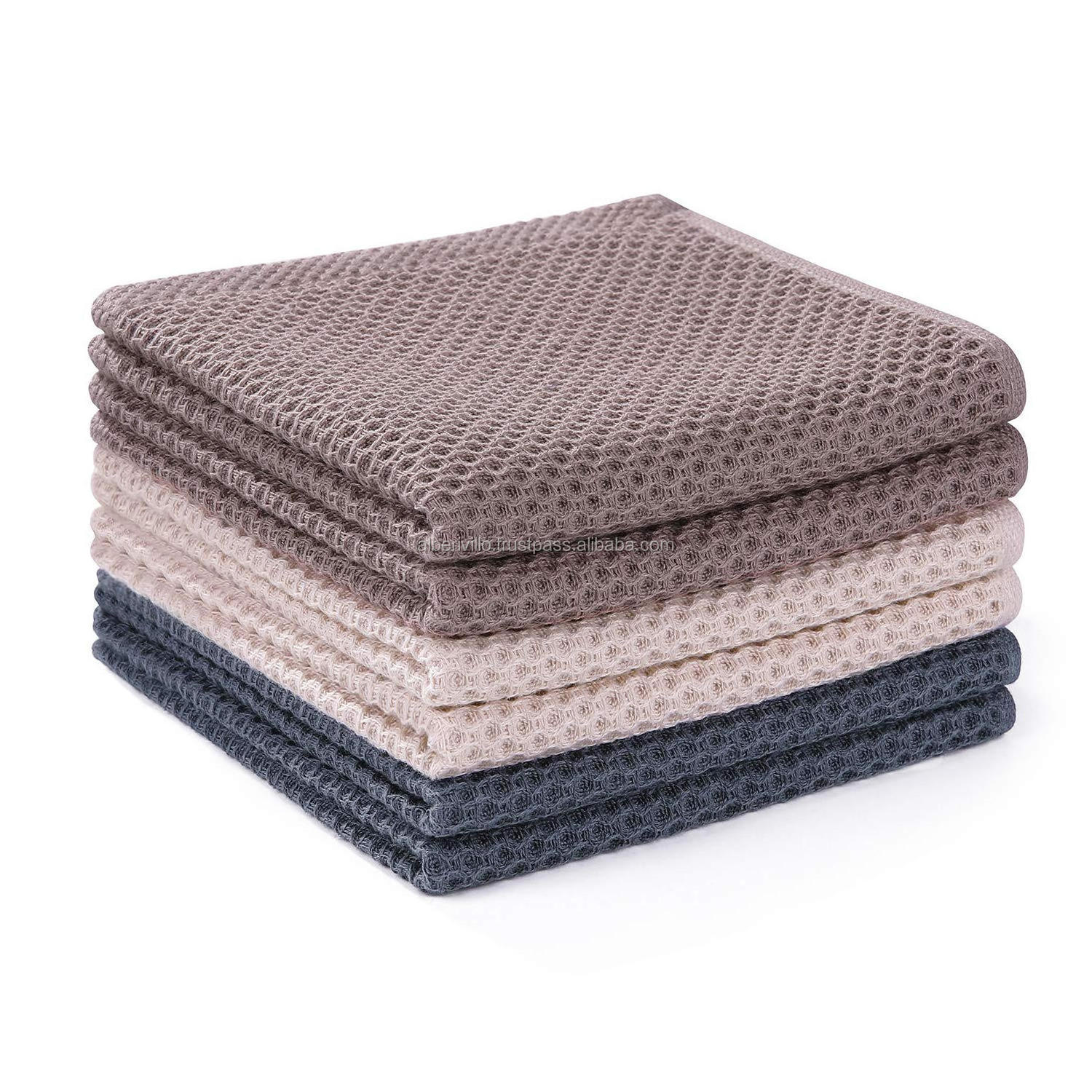 Sustainable Cotton Honeycomb Weave Fabric Bath Towel Waffle Weave Products with Different Styles from Indian Supplier