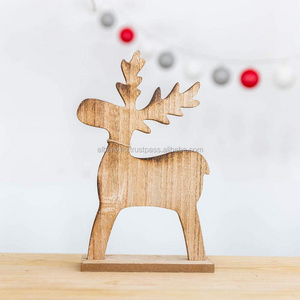 Customized Laser Cut Wood Reindeer Christmas Wooden Table Stand