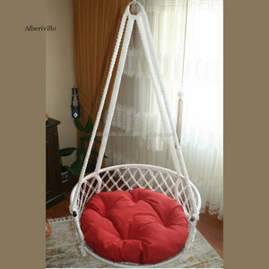 Affordable Handmade Knitted Hanging Cotton Rope Chair For Indoor & Outdoor with Different Style from Indian Supplier