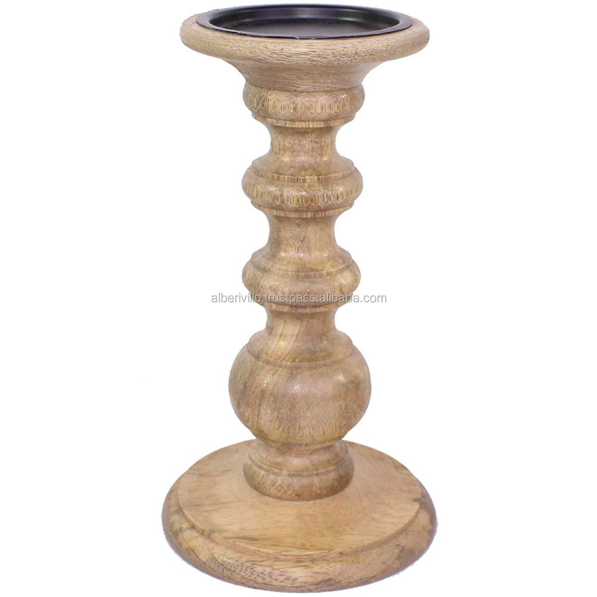 Wholesale Wood Candle Pillar Holder Christmas Party Table Decor Handmade Hotel Wooden Natural Candle Holders