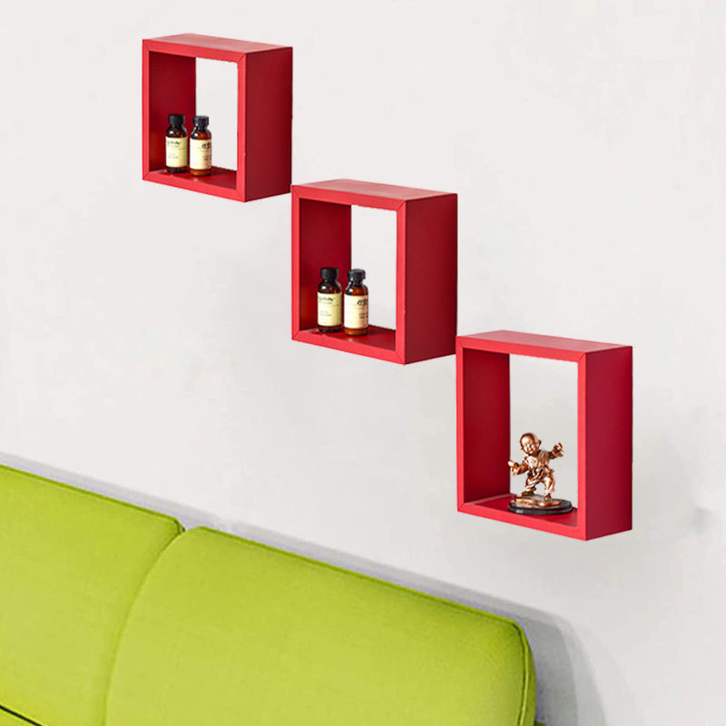 Open Square Bookcase Wall Mounted Bedroom Wall Shelf Organizer Floating Shelves for Wall Storage