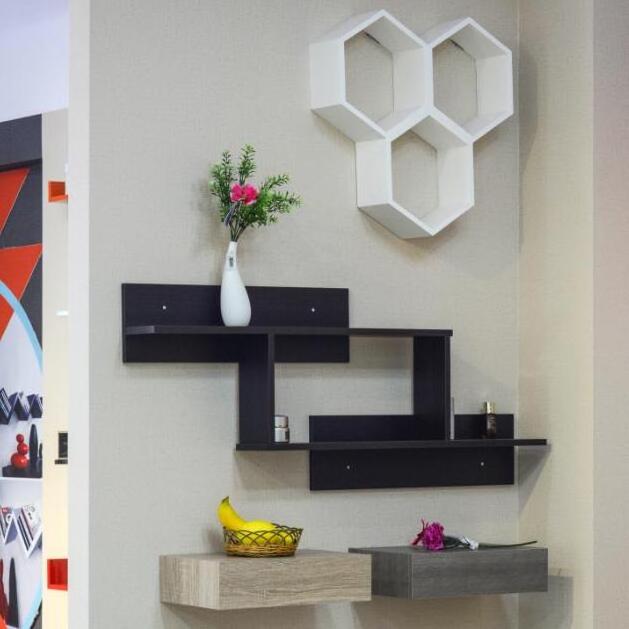 Household MDF wooden hexagon  wall shelf