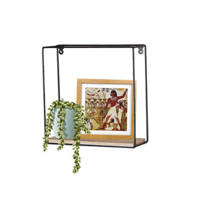 Black Wood Wire Frame Hanging Shelves Metal Wall Shelf