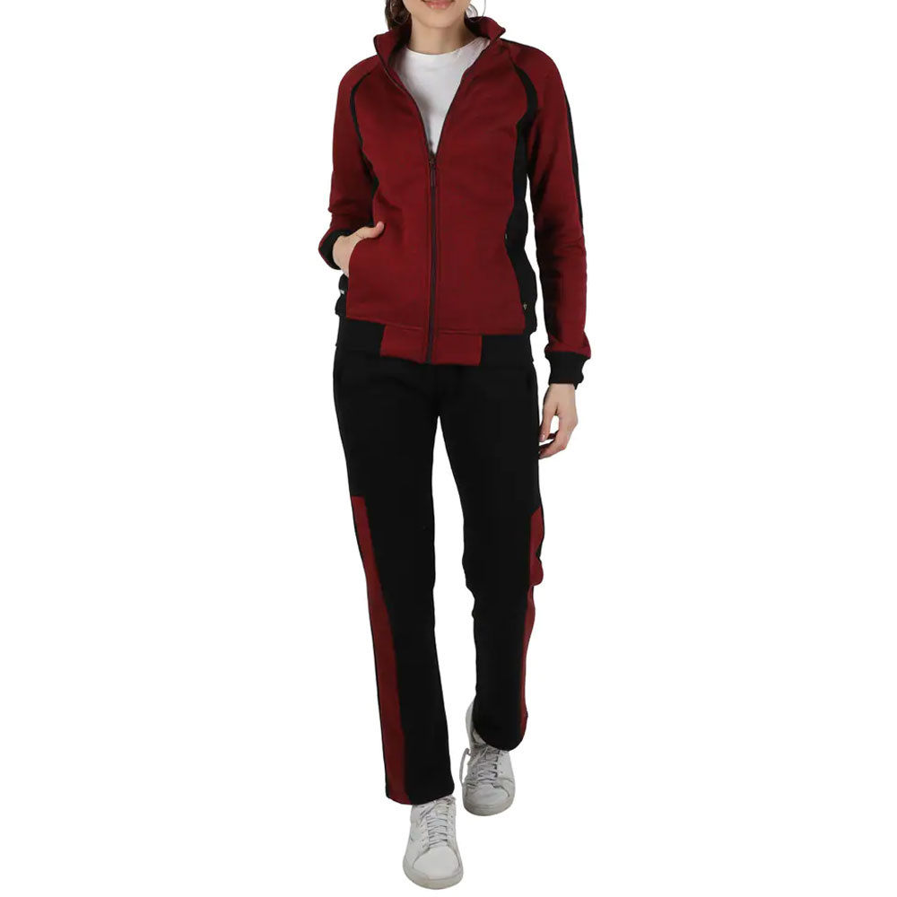 Heavy Weight Two Piece Set Solid Color Tracksuit sportswear Women Sweatsuit Tracksuit Hoodie Sets maroon dyed jacket black pants