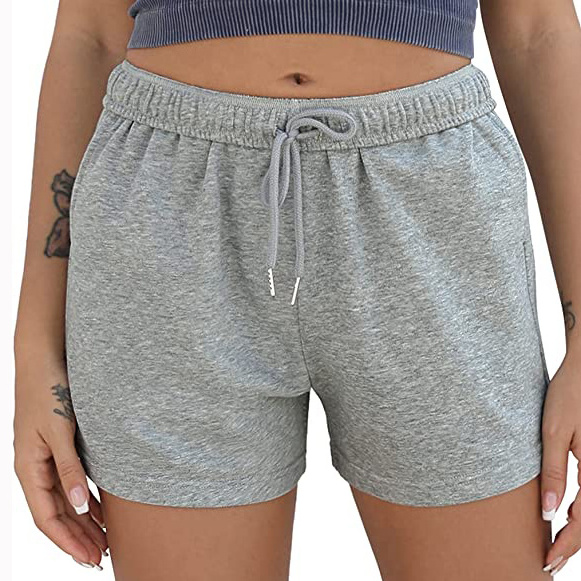 Summer Fashion Casual Sweat Shorts Women Wholesale Elastic High Waist Running Cotton Solid Color Blank Sweat Shorts Pants