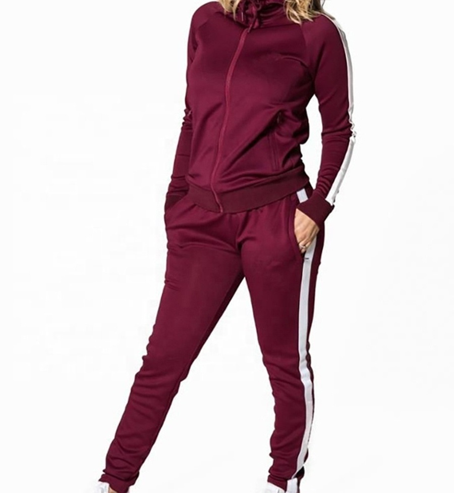 Green suit white stripes Polyester Sportswear Custom Tracksuit in High Quality women nylon made Wholesale 2 piece