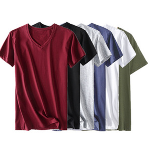 Wholesale Bulk Men's 100% cotton V neck t shirts  Custom T shirts For Men Bamboo Cotton Gym Quick Dry v neck T shirt For Men