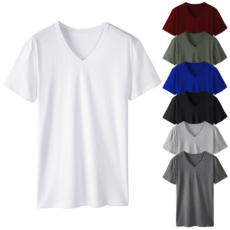 Wholesale Bulk Men's 100% cotton V neck t shirts  Custom T shirts For Men Bamboo Cotton Gym Quick Dry v neck T shirt For Men