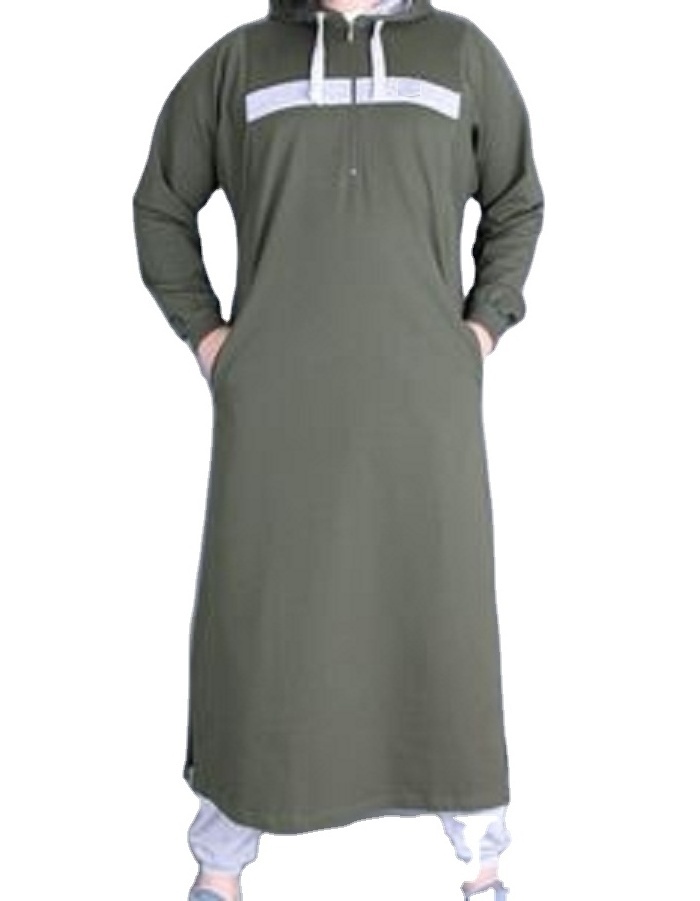 Hooded with chest pocket thobes New Arrival Style Saudi Al Daffah Thobe/Mens Daffahs & Thobes 2021 Wholesale Made