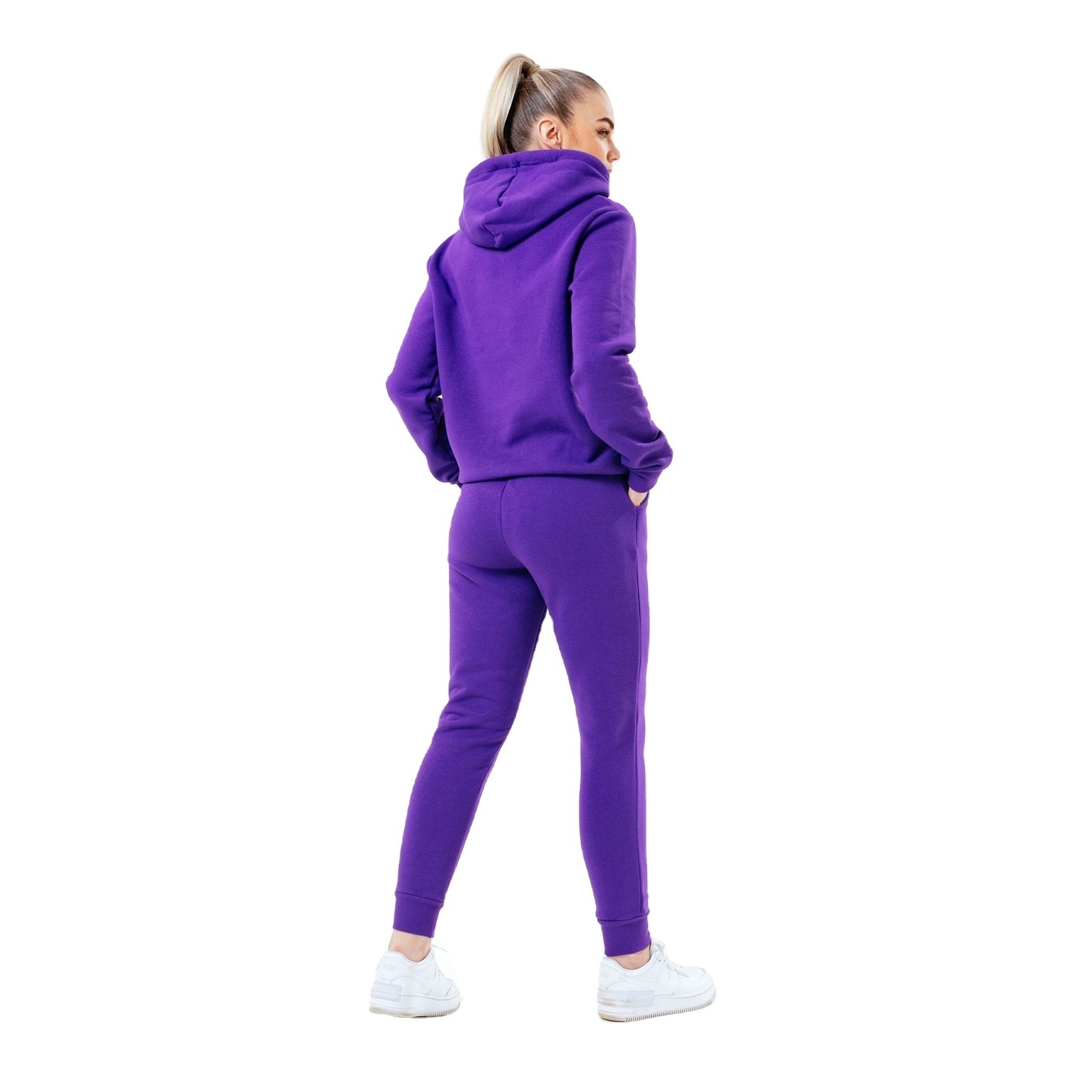 Purple solid color block Pullover Wholesale Jogging Tracksuits Women Long Sleeve Sweat Suit Training Clothes Sports factory made