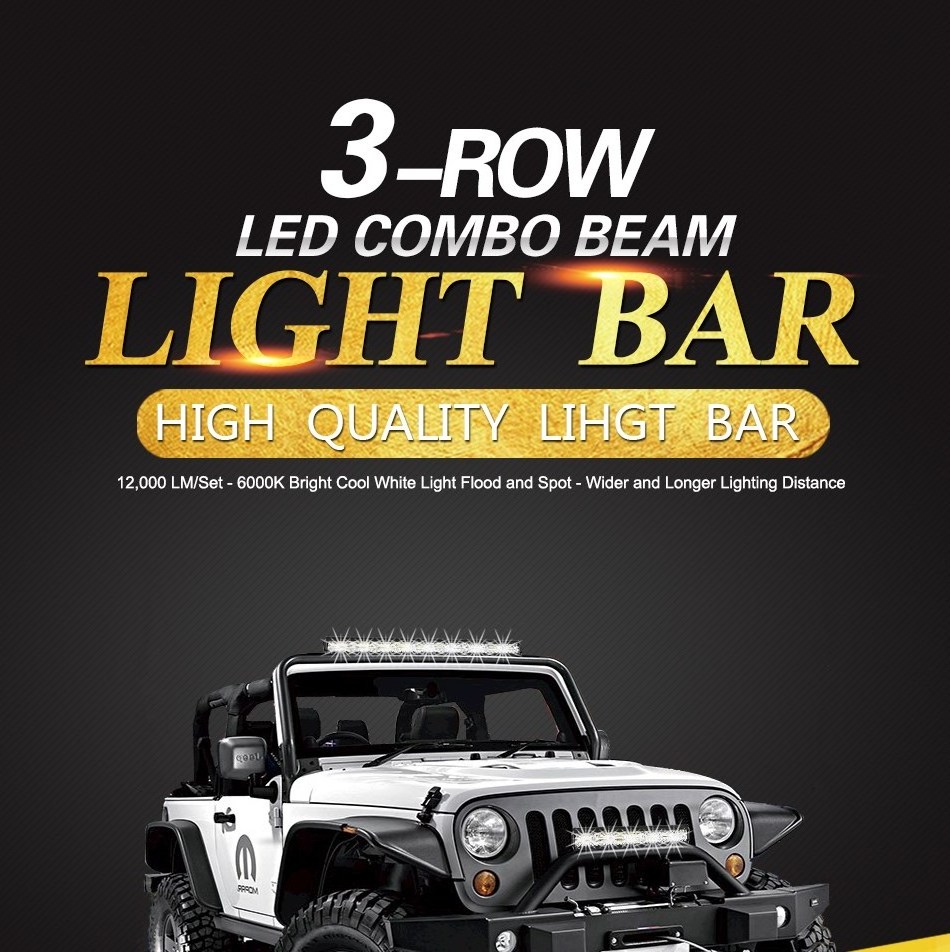 Alcanta 3 Rows LED Bar 4-52 inch LED Light Bar LED Work Light combo beam for Car Tractor Boat OffRoad 4x4 Truck SUV ATV 12V 24V